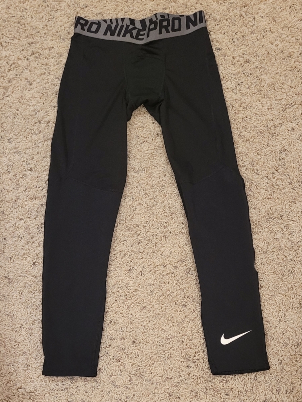 Nike Black Pro Men's Compression Pants with White Swoosh